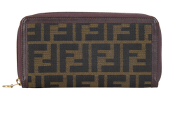 Fendi Zucca Long Wallet, Canvas/Leather, Brown, MII, 2*